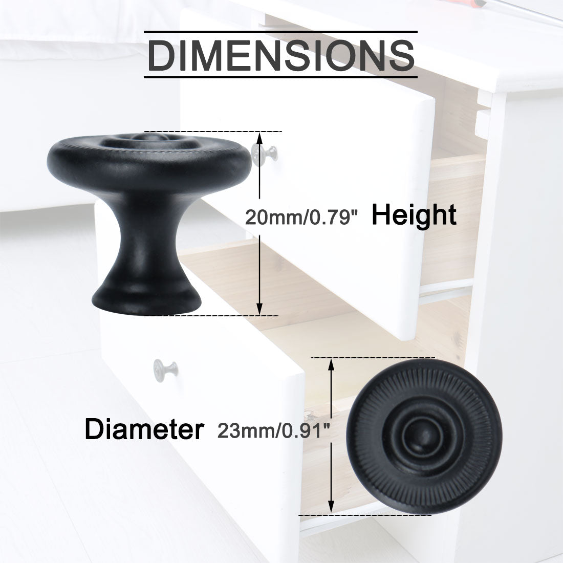 Harfington Zinc Alloy Knob Vintage Round Drawer Pull Handle Cabinet 26mm, 10pcs