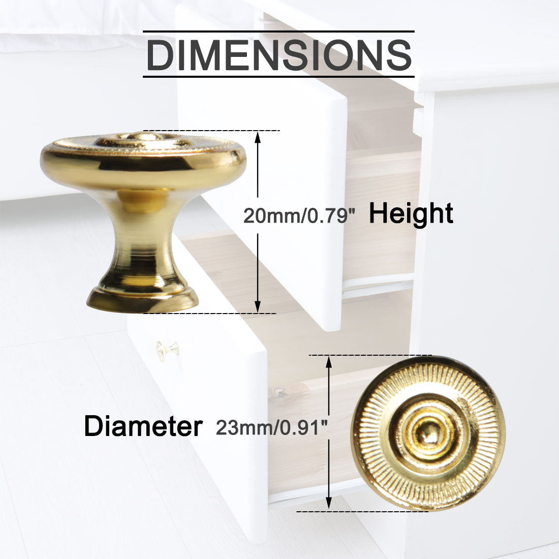 Harfington Zinc Alloy Knob Vintage Round Drawer Pull Handle Cabinet 26mm, 10pcs