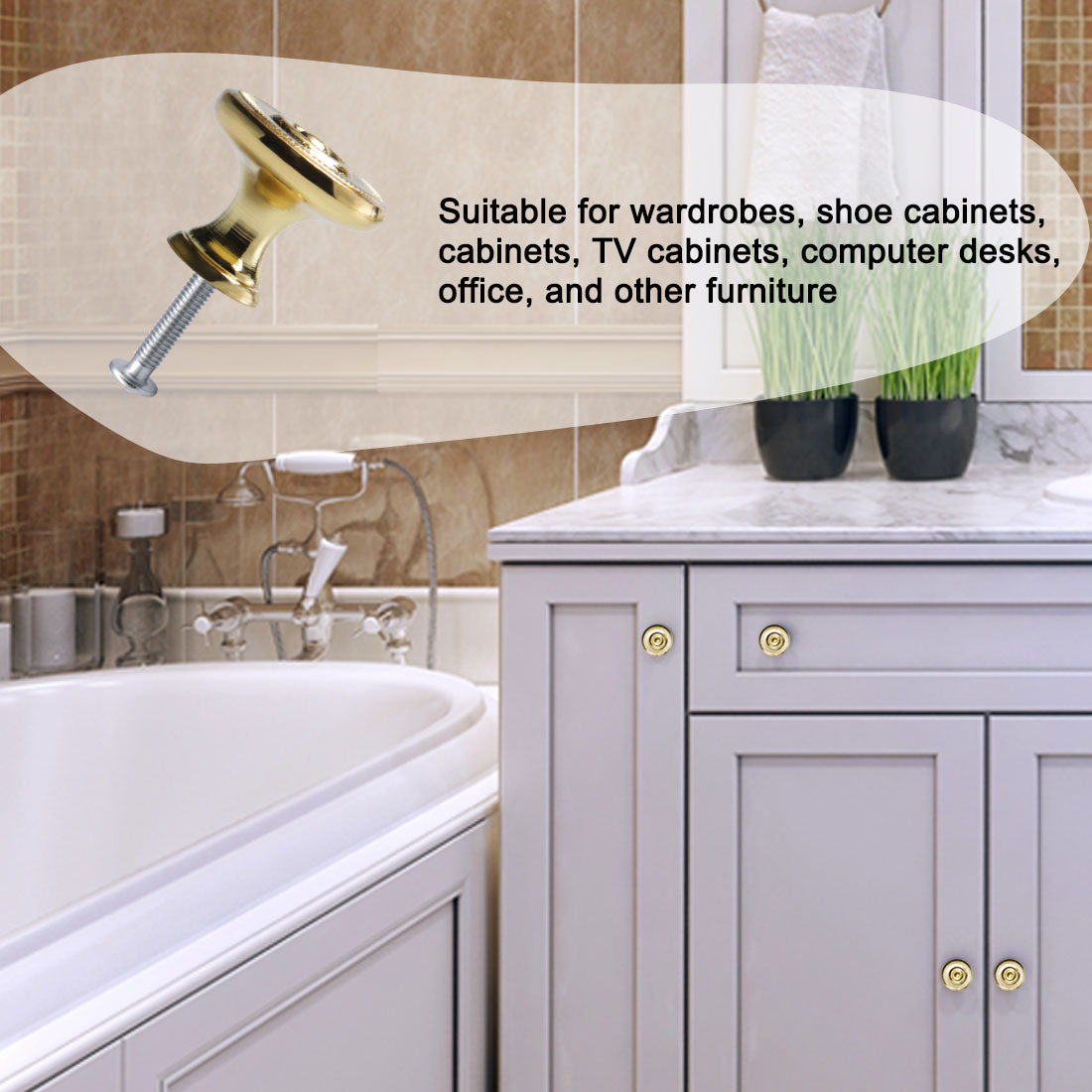 Harfington Zinc Alloy Knob Vintage Round Drawer Pull Handle Cabinet 26mm, 10pcs