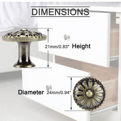 Harfington Drawer Knobs Metal Round Pull Handle for Dresser Cabinet 24mm, 5pcs