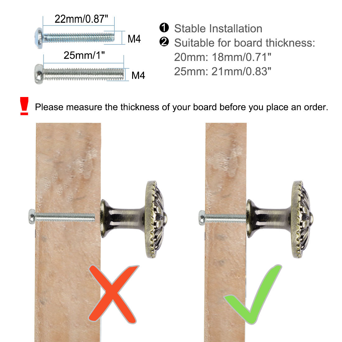 Harfington Drawer Knobs Metal Round Pull Handle for Dresser Cabinet 24mm 10pcs