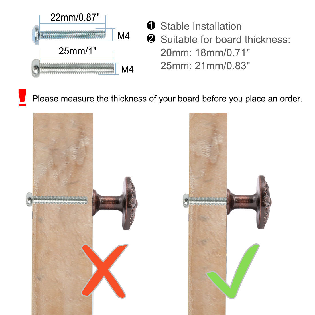 Harfington Drawer Knobs Metal Round Pull Handle for Dresser Cabinet 24mm, 5pcs