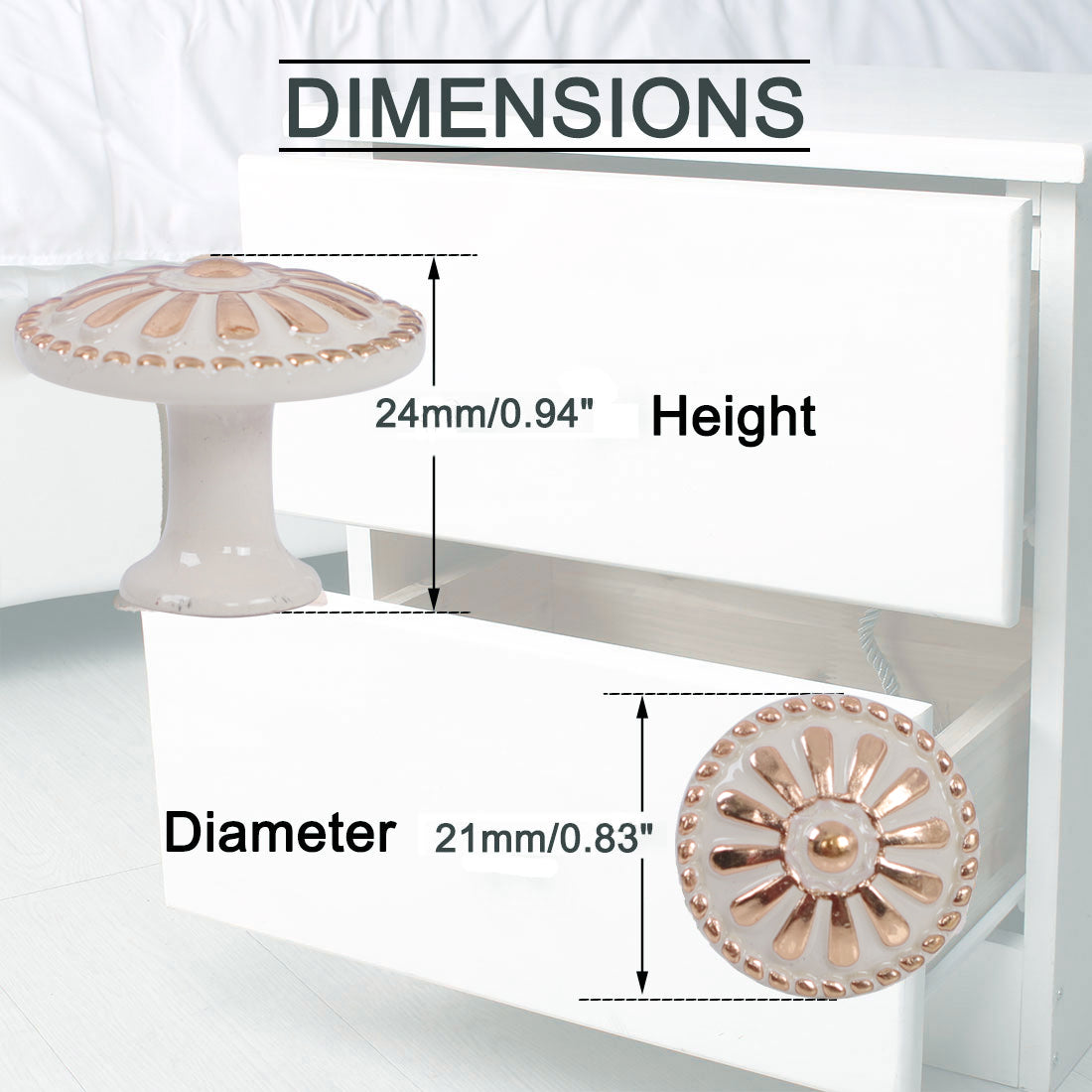 Harfington Drawer Knobs Metal Round Pull Handle for Dresser Cabinet 24mm 10pcs