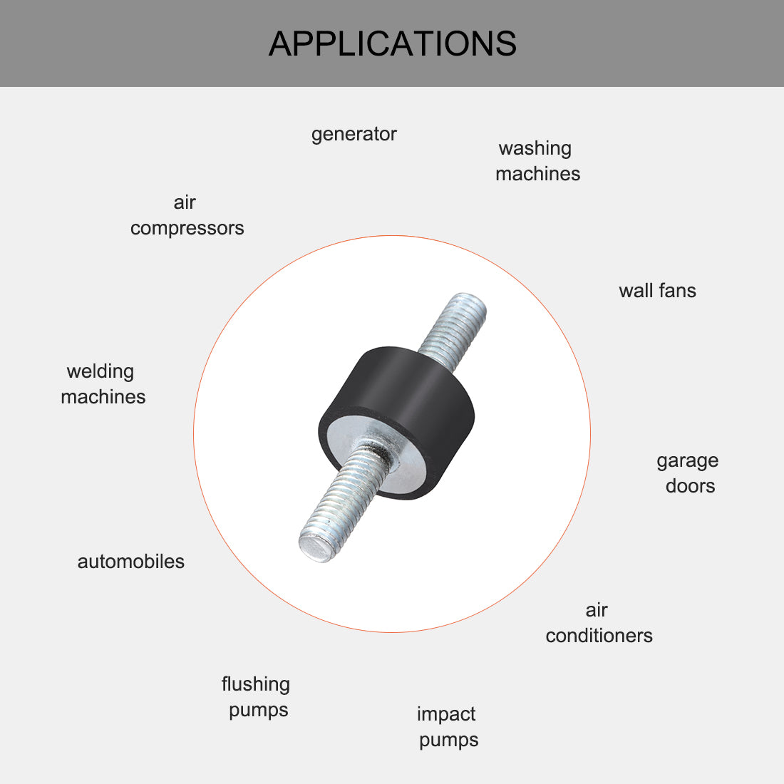 Harfington 15 x 10mm Rubber Mounts,Vibration Isolators,with M5 x 12mm Studs 4pcs