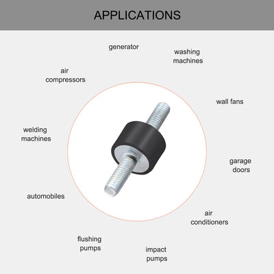 Harfington 15 x 10mm Rubber Mounts,Vibration Isolators,with M5 x 12mm Studs 4pcs