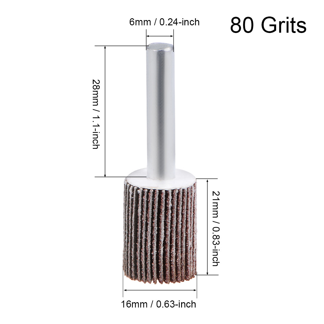 Harfington 0.63-inch Flap Wheel 80 Grits 1/4-inch Shank Sanding Disc Abrasive Wheel 5 Pcs