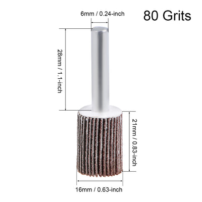 Harfington 0.63-inch Flap Wheel 80 Grits 1/4-inch Shank Sanding Disc Abrasive Wheel 5 Pcs