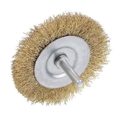 Harfington 3-Inch Wire Wheel Brush Bench Copper Plated Crimped Steel 1/4-Inch Shank 10 Pcs