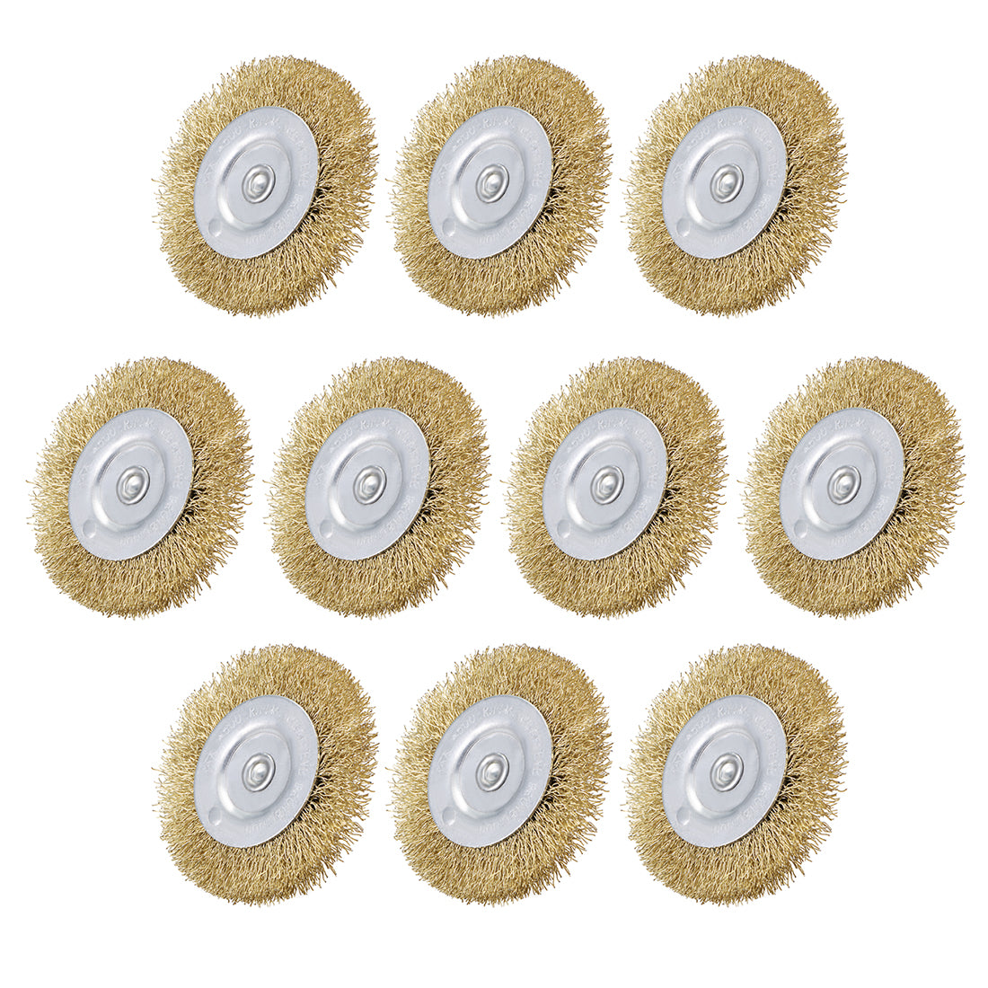 Harfington 3-Inch Wire Wheel Brush Bench Copper Plated Crimped Steel 1/4-Inch Shank 10 Pcs