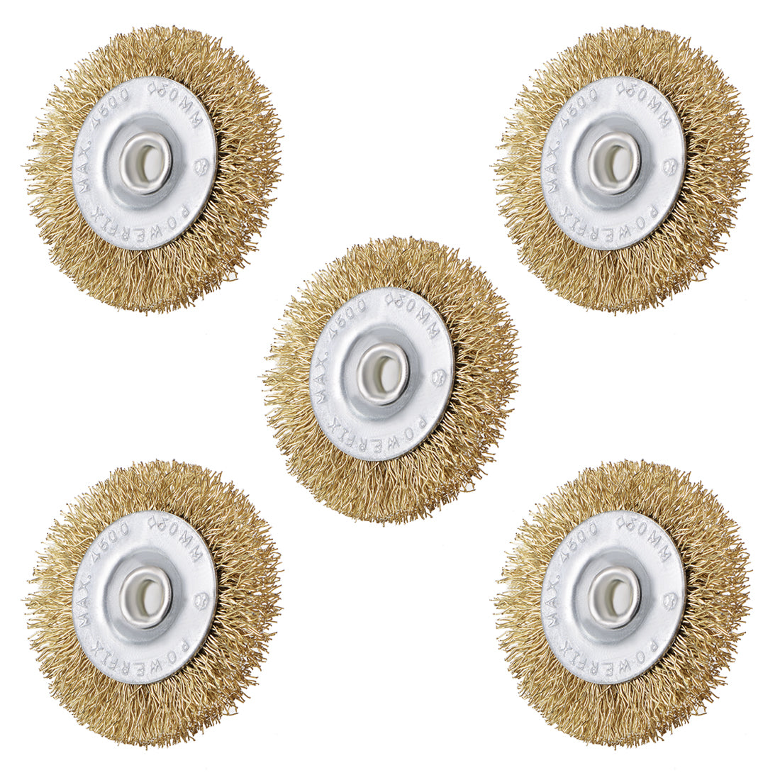 Harfington 2-Inch Wire Wheel Brush Bench Copper Plated Crimped Steel 1/4-Inch Shank 5 Pcs