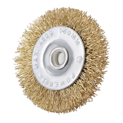 Harfington 2-Inch Wire Wheel Brush Bench Copper Plated Crimped Steel 1/4-Inch Shank 10 Pcs