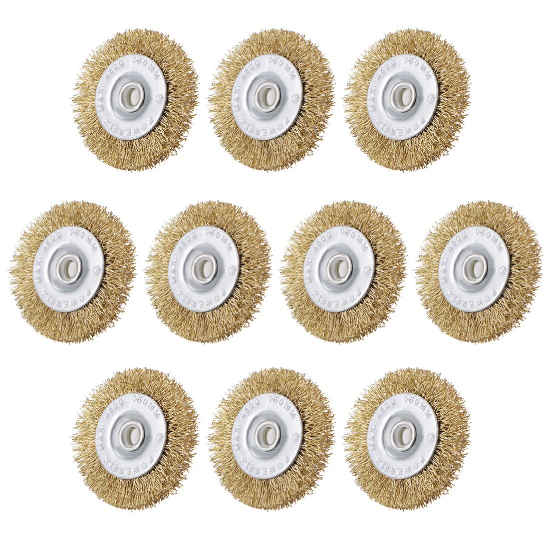 Harfington 2-Inch Wire Wheel Brush Bench Copper Plated Crimped Steel 1/4-Inch Shank 10 Pcs