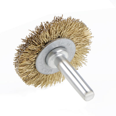 Harfington 1-1/2Inch Wire Wheel Brush Bench Copper Plated Crimped Steel 1/4-Inch Shank 5 Pcs