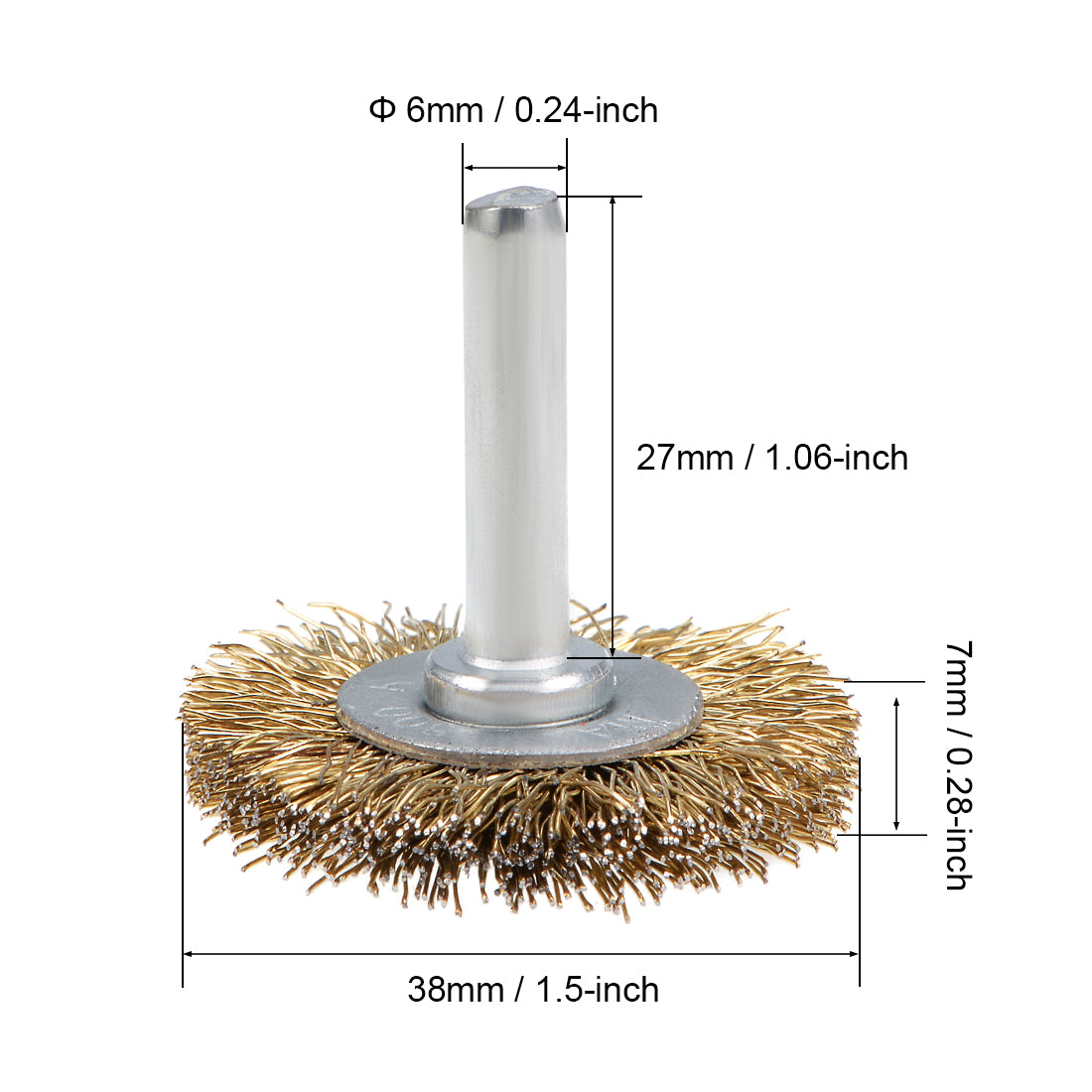 Harfington 1-1/2Inch Wire Wheel Brush Bench Copper Plated Crimped Steel 1/4-Inch Shank 10 Pcs