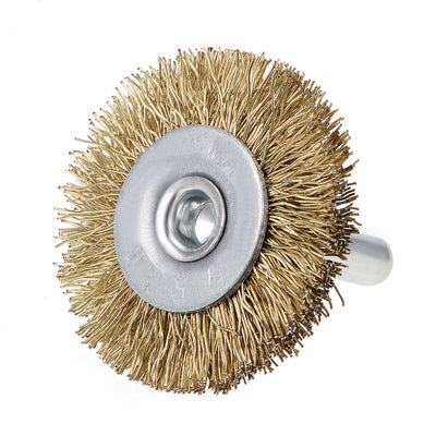 Harfington 1-1/2Inch Wire Wheel Brush Bench Copper Plated Crimped Steel 1/4-Inch Shank 10 Pcs