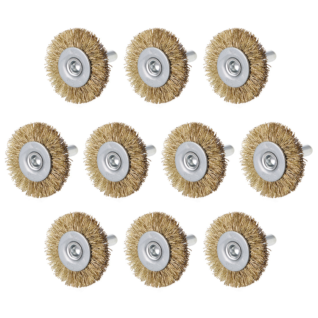 Harfington 1-1/2Inch Wire Wheel Brush Bench Copper Plated Crimped Steel 1/4-Inch Shank 10 Pcs
