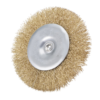 Harfington 4-Inch Wire Wheel Brush Bench Copper Plated Crimped Steel 1/4-Inch Shank 2 Pcs