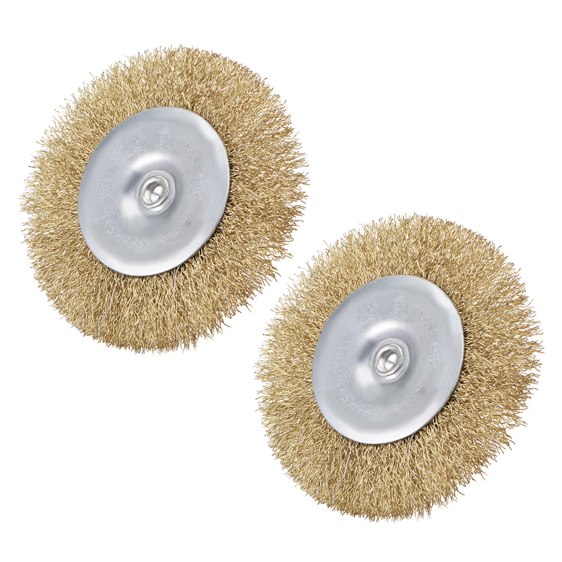 Harfington 4-Inch Wire Wheel Brush Bench Copper Plated Crimped Steel 1/4-Inch Shank 2 Pcs