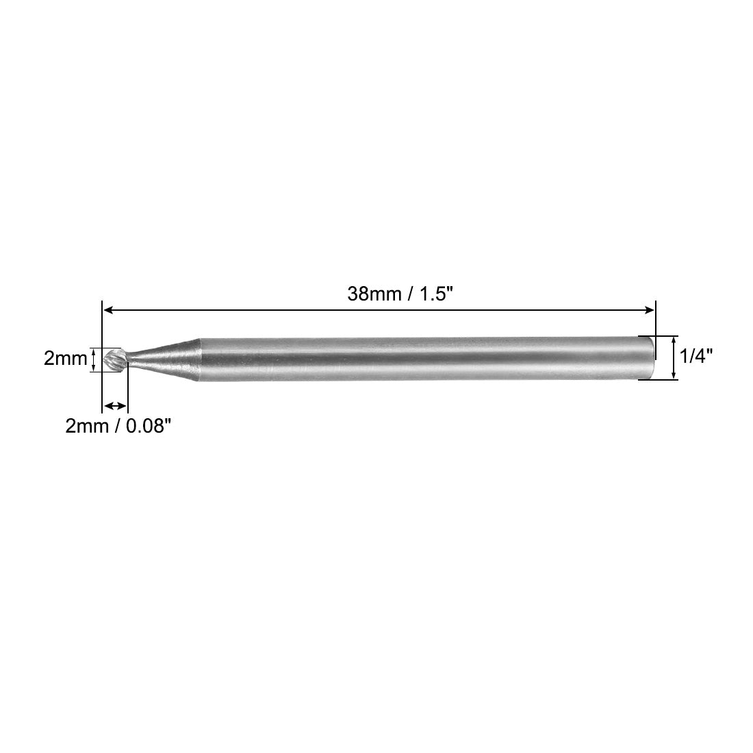 Harfington Tungsten Carbide Rotary Files Single Cut Ball Shape 1pcs