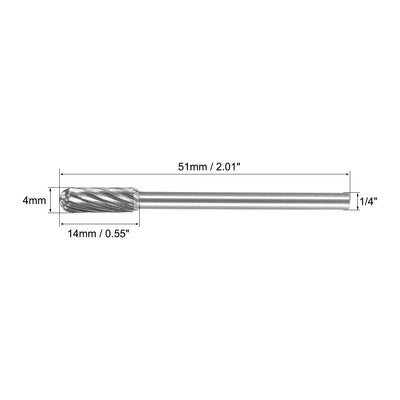 Harfington Single Cut Rotary Burrs File Radius Cylinder Shape 1/8" Shank and 4 mm Head 2pcs