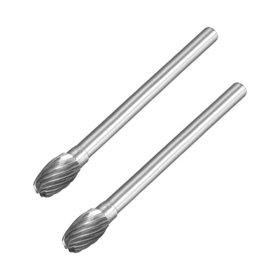 Harfington Single Cut Rotary Burrs File Oval Shape with 1/8" Shank and 5 mm Head Size 2pcs