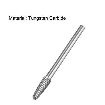 Harfington Single Cut Rotary Burrs File Tree Shape with 1/8" Shank and 4 mm Head Size