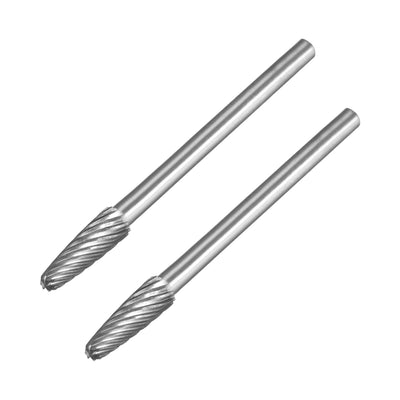 Harfington Single Cut Rotary Burrs File Tree Shape with 1/8" Shank and 4 mm Head Size 2pcs