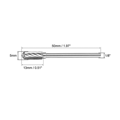 Harfington Single Cut Rotary Burrs File Radius Cylinder Shape w 1/8" Shank 5 mm Head Size