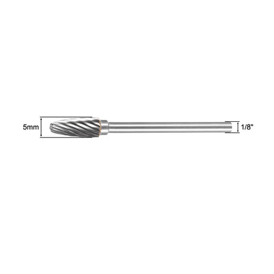 Harfington Single Cut Rotary Burrs File Tree Shape with 1/8" Shank and 5 mm Head Size 2pcs