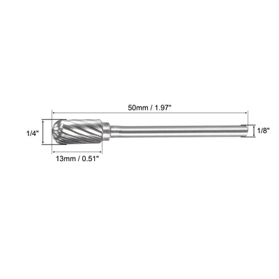 Harfington Single Cut Rotary Burrs File Radius Cylinder Shape w 1/8" Shank 1/4" Head Size