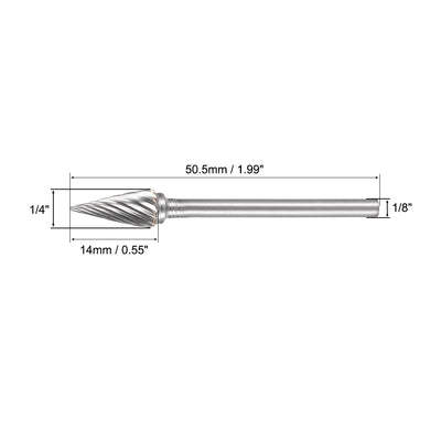 Harfington Single Cut Rotary Burrs File Pointed Cone Shape w 1/8" Shank 1/4" Head Size 2pcs