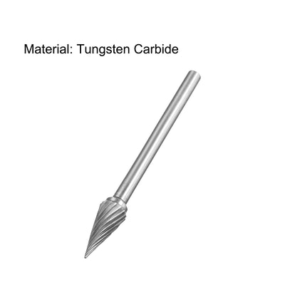 Harfington Single Cut Rotary Burrs File Pointed Cone Shape w 1/8" Shank 1/4" Head Size 2pcs