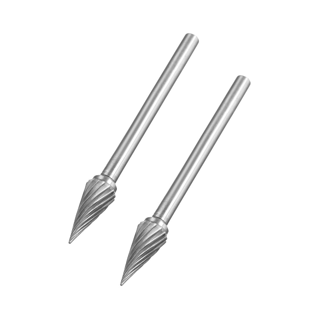 Harfington Single Cut Rotary Burrs File Pointed Cone Shape w 1/8" Shank 1/4" Head Size 2pcs