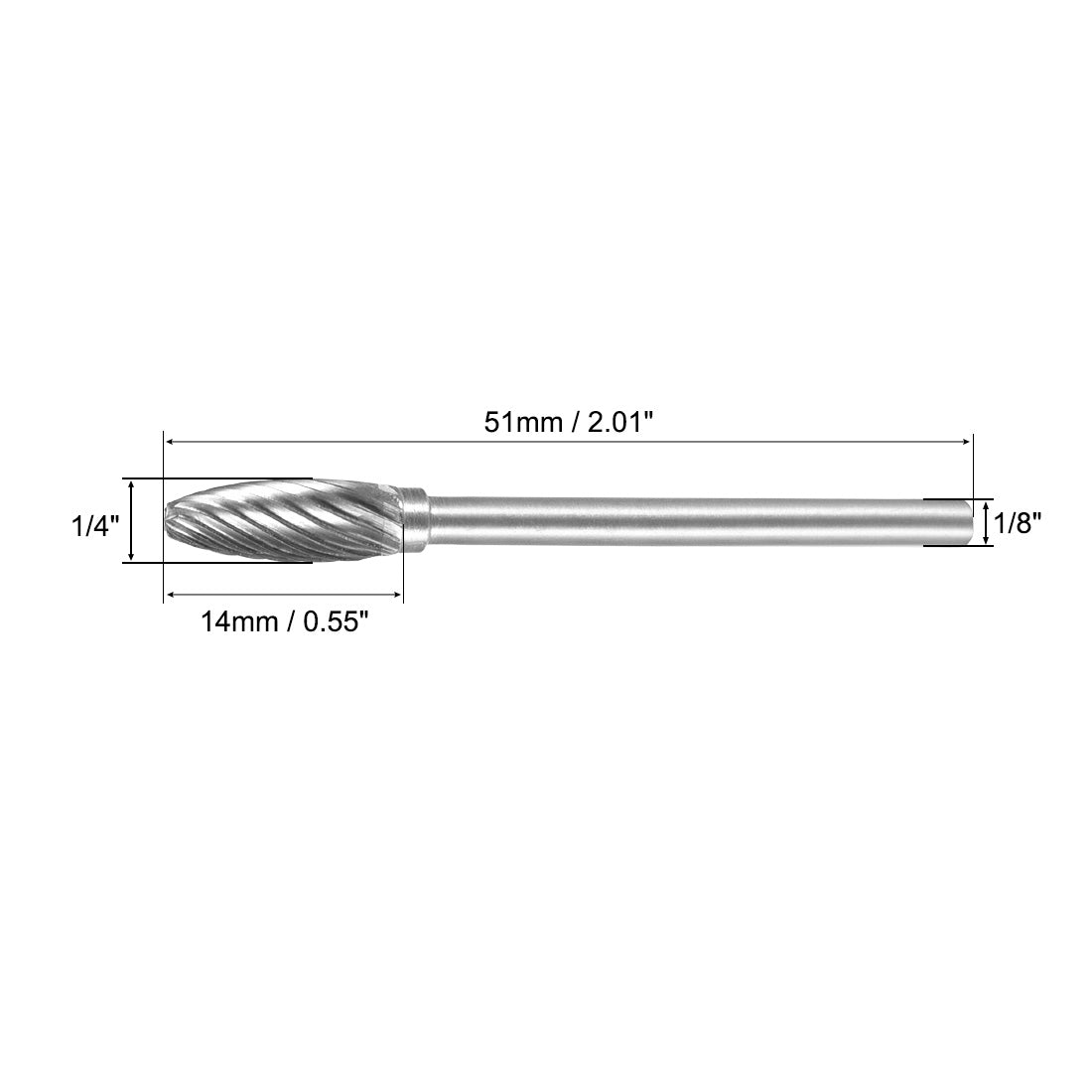 Harfington Single Cut Rotary Burrs File Oval Shape F Type 1/8" Shank 1/4" Head Size 2pcs