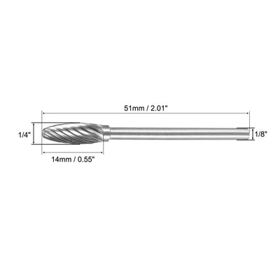 Harfington Single Cut Rotary Burrs File Oval Shape F Type 1/8" Shank 1/4" Head Size 2pcs