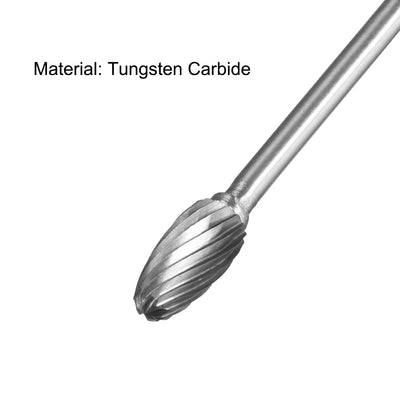 Harfington Single Cut Rotary Burrs File Flat Top Tree Shape w 1/8" Shank and 1/4" Head Size
