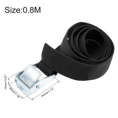 Harfington 0.8M x 25mm Lashing Strap Cargo Tie Down StrapsBuckle Up to 80Kg, Black, 2Pcs