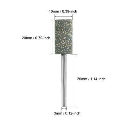 Harfington 10mm Rubber Mounted Points Cylinder Polishing Buffing Wheels with 1/8-inch Shank for Rotary Tools 15 Pcs