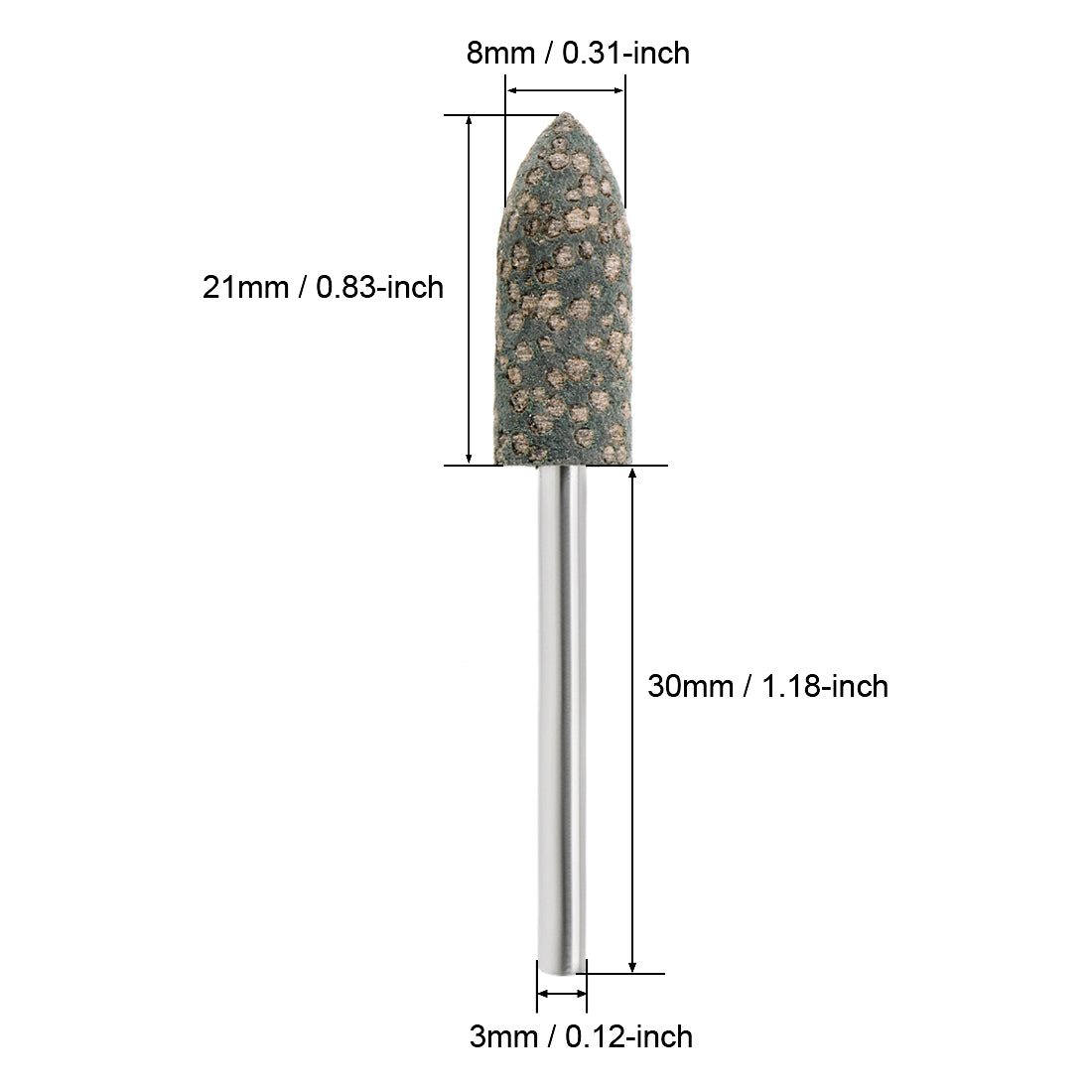 Harfington 8mm Rubber Mounted Points Tapered Polishing Buffing Wheels with 1/8-inch Shank for Rotary Tools 15 Pcs