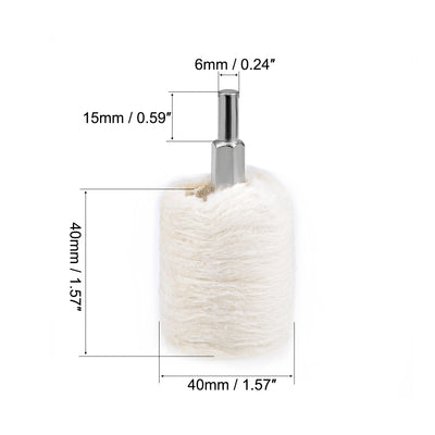 Harfington 40mm Buffing Polishing Mop Wheel Cotton with 1/4-inch Handle for Manifold Aluminum Stainless Steel Chrome 4 Pcs