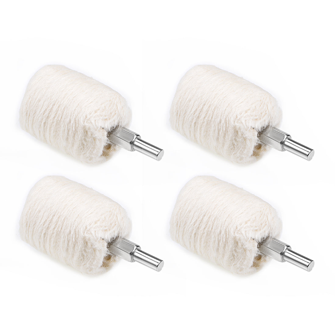 Harfington 40mm Buffing Polishing Mop Wheel Cotton with 1/4-inch Handle for Manifold Aluminum Stainless Steel Chrome 4 Pcs