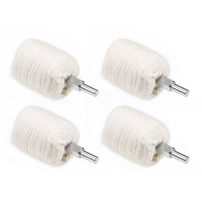 Harfington 40mm Buffing Polishing Mop Wheel Cotton with 1/4-inch Handle for Manifold Aluminum Stainless Steel Chrome 4 Pcs