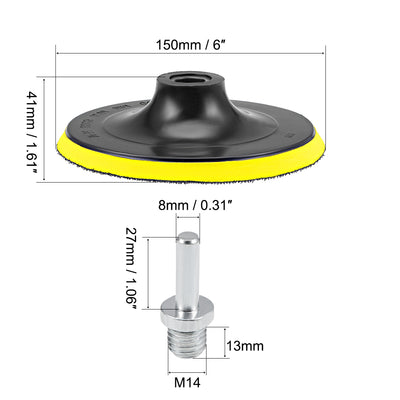Harfington 6-inch Hook and Loop Backing Pad, Orbital Sander Polisher Polishing Sanding Pad M14 Drill Adapter 2pcs