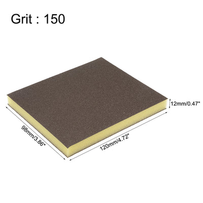 Harfington Sanding Sponge, Medium Grit 150 Grit Sanding Block Pad, 4.72" x 3.86" x 0.47" Size Brown 4pcs