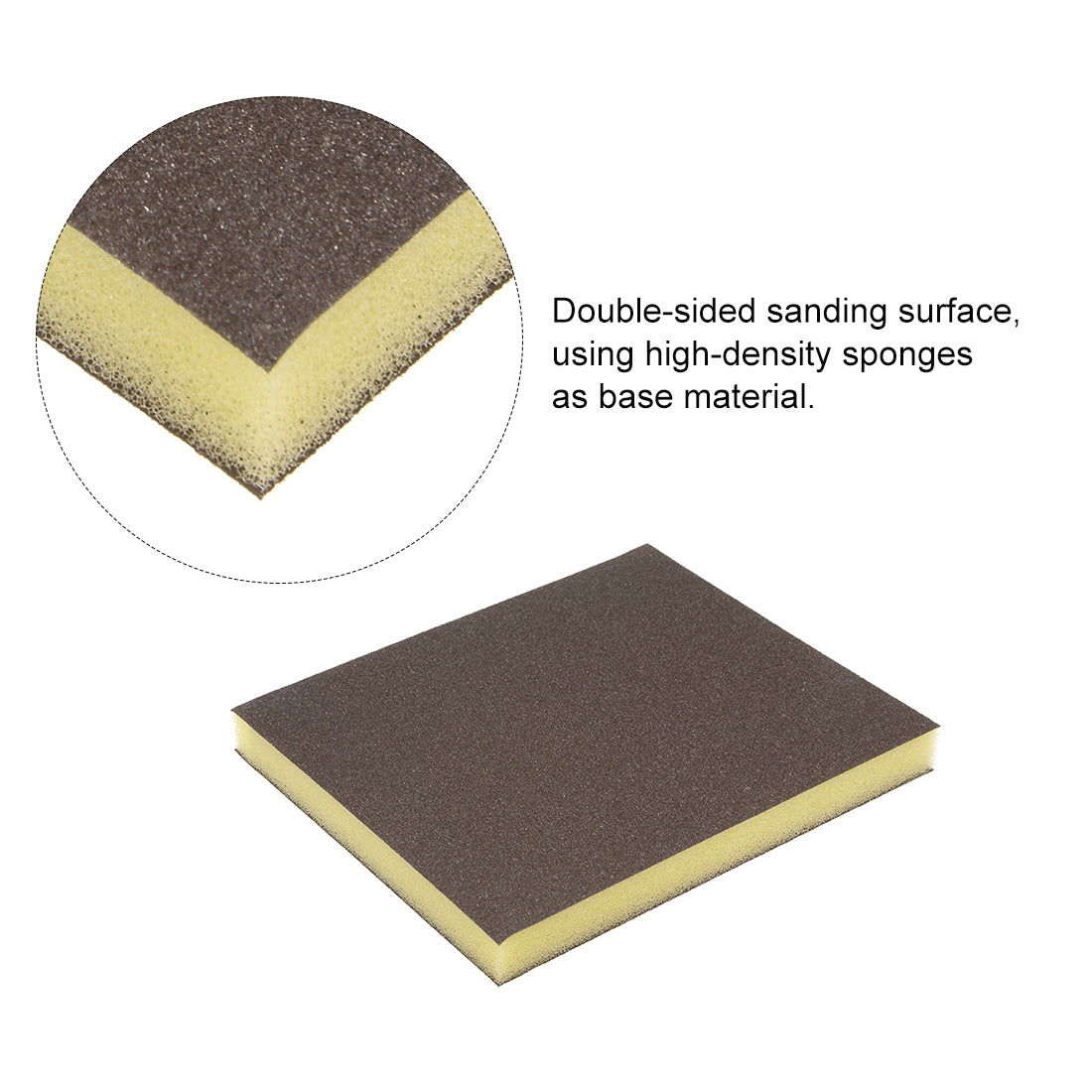 Harfington Sanding Sponge, Medium Grit 150 Grit Sanding Block Pad, 4.72" x 3.86" x 0.47" Size Brown 4pcs