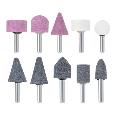 Harfington Abrasive Stone Points Set Grinding Wheel Polishing Head Bit with 6mm Shank 1 Set (10Pcs)