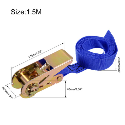 Harfington Ratchet Tie Down Lashing Strap  Meters  Kg Load Cap for Moving Cargo, Pack of 2