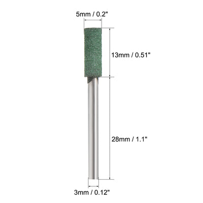 Harfington 5mm Rubber Mounted Points Cylinder with 1/8-inch Shank Polishing Buffing Wheels for Rotary Tools Green 10 Pcs