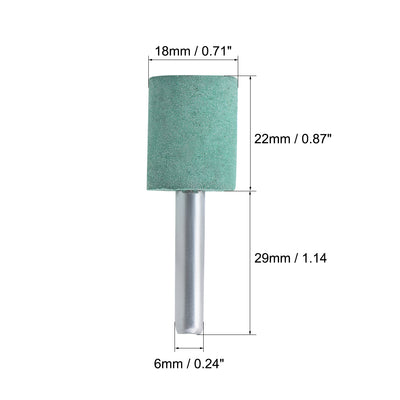Harfington 18mm Rubber Mounted Points Cylinder with 1/4-inch Shank Polishing Buffing Wheels for Rotary Tools Green 5 Pcs