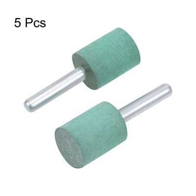 Harfington 18mm Rubber Mounted Points Cylinder with 1/4-inch Shank Polishing Buffing Wheels for Rotary Tools Green 5 Pcs